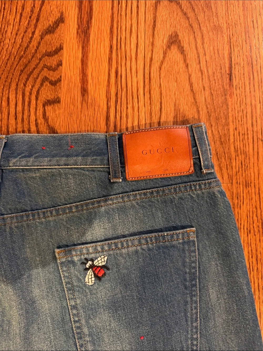 Gucci Light Blue Embroidered Straight Jeans